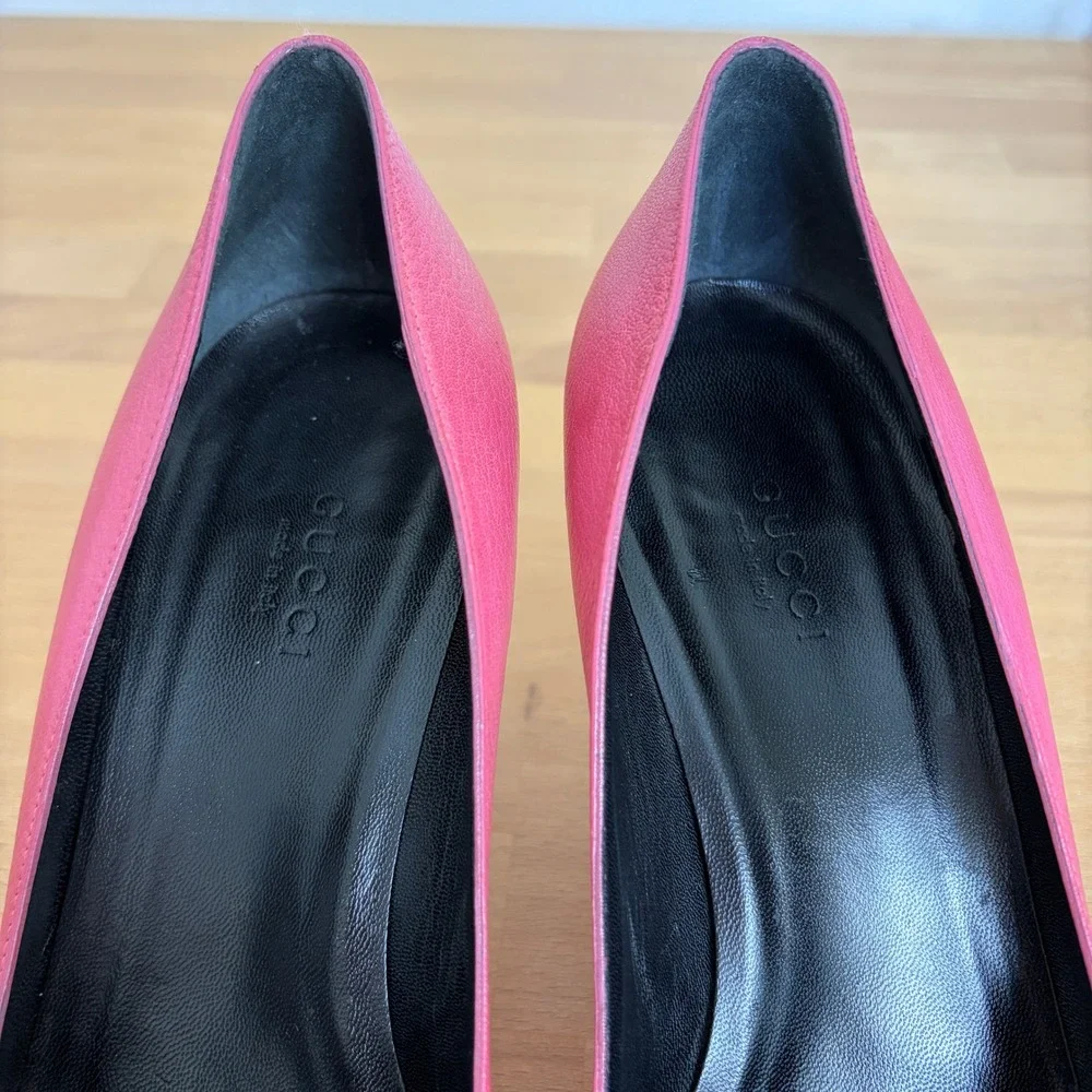 Gucci Womens Hot Pink Leather Pointed Toe Stiletto Pumps Heels Size 8.5B Italy